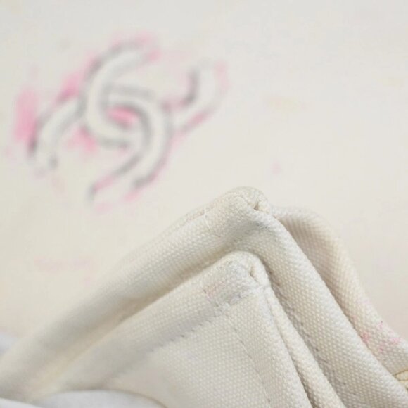CHANEL CC Logo Cruise Line Miami Shoulder Tote Bag Canvas White - Picture 14 of 16